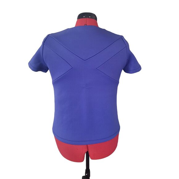 Comptoir Des Cotonniers blue short sleeve scuba type material top, size large - Picture 2 of 4